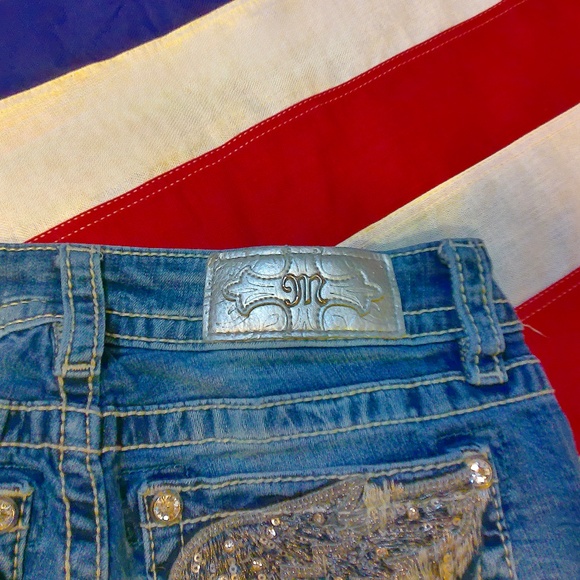 Miss Me Signature Boot Jeans Bling Wings Pockets Silver Label Sz28/31 NWOT - Picture 7 of 10